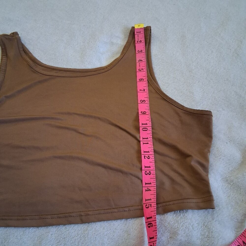 SHEIN Women's Size XL (12) Brown Two Piece Crop Tank & Shorts Set - Picture 10 of 13
